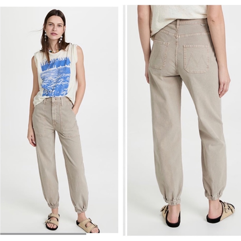 Mother Wrapper Patch Ankle Jeans in Chalk